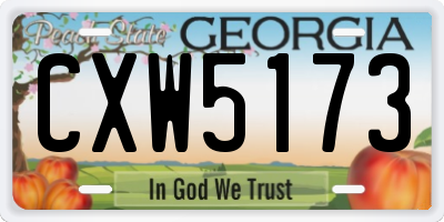 GA license plate CXW5173