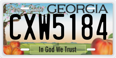 GA license plate CXW5184