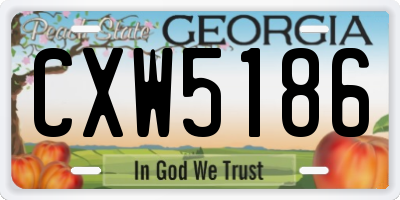 GA license plate CXW5186