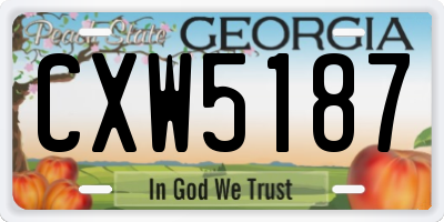 GA license plate CXW5187