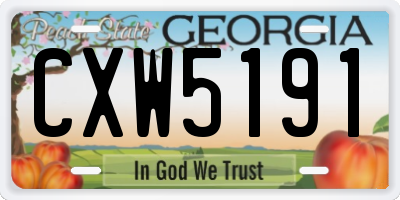 GA license plate CXW5191
