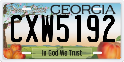 GA license plate CXW5192