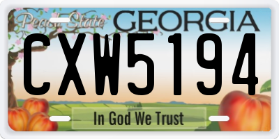 GA license plate CXW5194