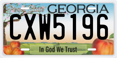 GA license plate CXW5196