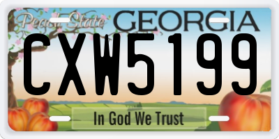 GA license plate CXW5199