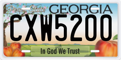 GA license plate CXW5200