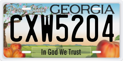 GA license plate CXW5204