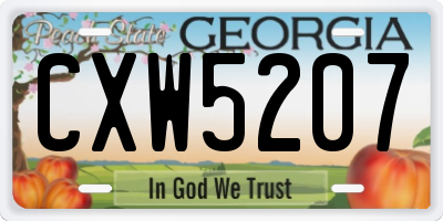 GA license plate CXW5207