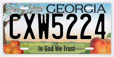 GA license plate CXW5224