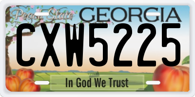 GA license plate CXW5225