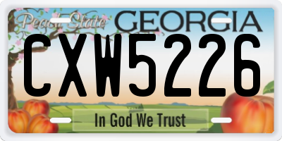 GA license plate CXW5226