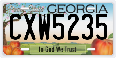 GA license plate CXW5235