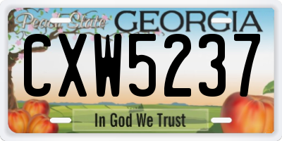 GA license plate CXW5237