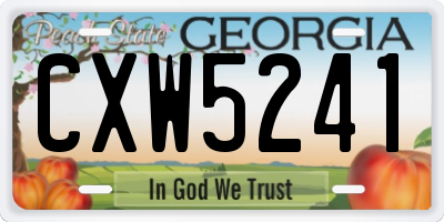 GA license plate CXW5241