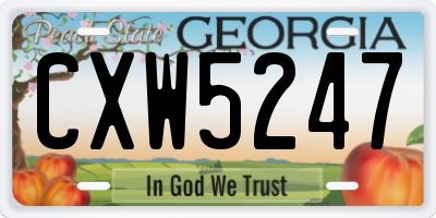GA license plate CXW5247