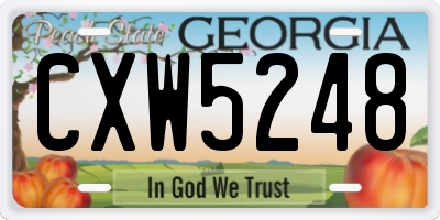 GA license plate CXW5248