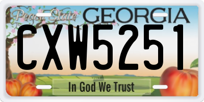 GA license plate CXW5251