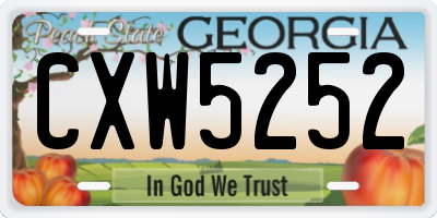 GA license plate CXW5252