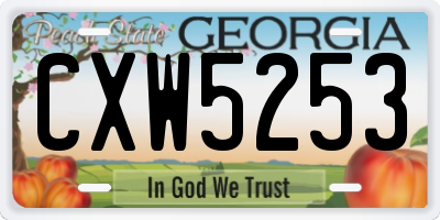 GA license plate CXW5253