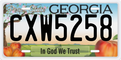 GA license plate CXW5258
