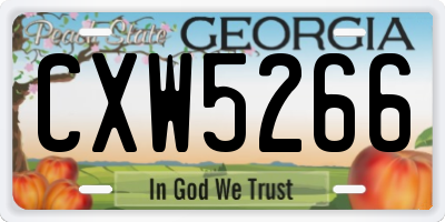 GA license plate CXW5266