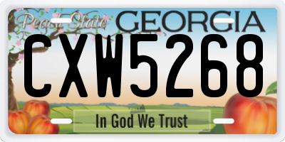 GA license plate CXW5268