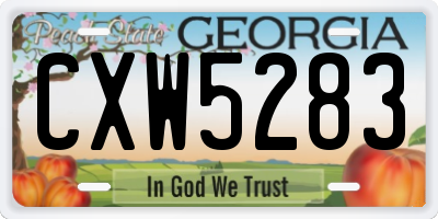 GA license plate CXW5283