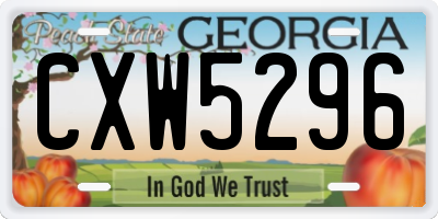 GA license plate CXW5296