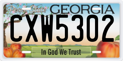 GA license plate CXW5302