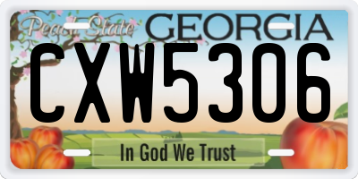 GA license plate CXW5306