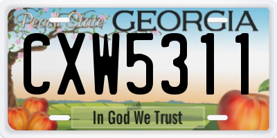 GA license plate CXW5311