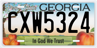 GA license plate CXW5324