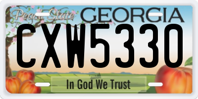 GA license plate CXW5330
