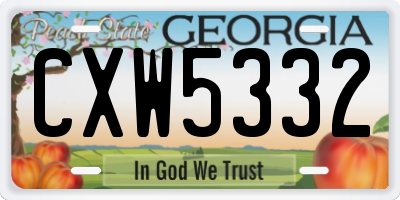 GA license plate CXW5332