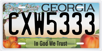 GA license plate CXW5333