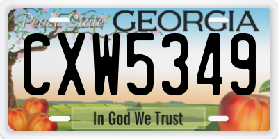 GA license plate CXW5349