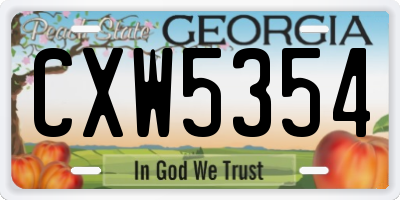 GA license plate CXW5354