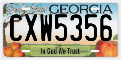 GA license plate CXW5356