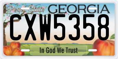 GA license plate CXW5358