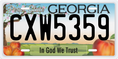 GA license plate CXW5359
