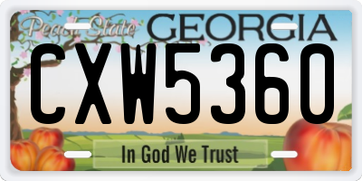 GA license plate CXW5360