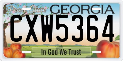 GA license plate CXW5364
