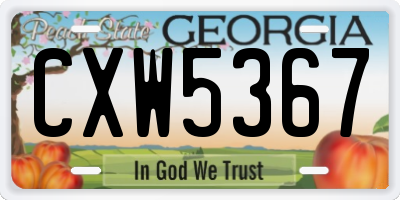 GA license plate CXW5367
