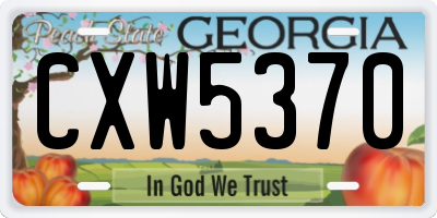 GA license plate CXW5370