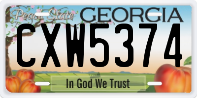 GA license plate CXW5374