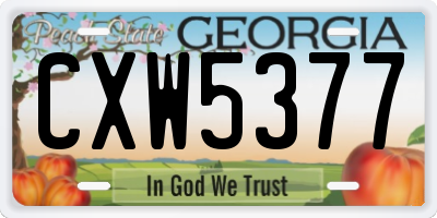 GA license plate CXW5377