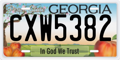 GA license plate CXW5382