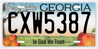 GA license plate CXW5387
