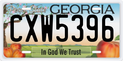 GA license plate CXW5396