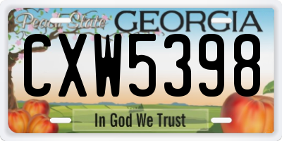 GA license plate CXW5398